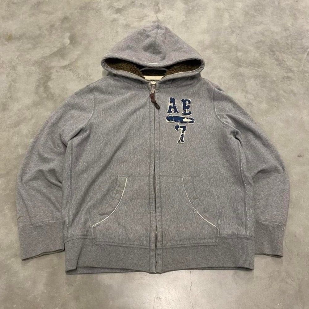 Vintage y2k 90s American eagle spellout zip up fur lined thermal lined hoodie